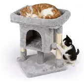 Northix Katzenbaum mit Höhle und Plattform, Hellgrau, 60 cm