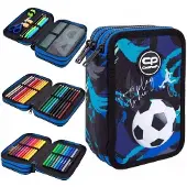 CoolPack Geräumiges Schulstiftetui Mit 3 Fächern Und Schulzubehör – Football Navy
