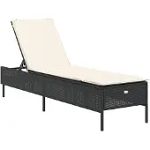 vidaXL Sonnenliegen mit Auflagen 2 Stk. Schwarz Poly Rattan