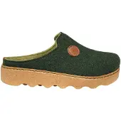 Rohde Pantoffel "Foggia-D", Damen, Gr. 39, Filz, grün (dunkelgrün), Schuhe Pantoffel, Hausschuh, Clog, zweifarbiger Homeslipper mit Profilsohle