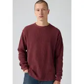 Levi's Langarmshirt , Herren, Gr. S, rot (garment dye tawny port), Jersey, Obermaterial: 100% Baumwolle, Strukturmuster, bequem hüftlang, Rundhals, Shirts Langarmshirt, Waffelstrukturmuster
