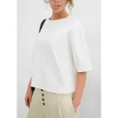 Bonprix T-Shirt , Damen, Gr. 40/42 (M), weiß (wollweiß), Obermaterial: 100% Baumwolle, oversize, Shirts T-Shirt, Oversize-Style, mit Rundhalsausschnitt, aus Baumwolle