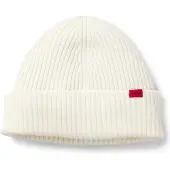 HUGO Beanie "Xola", Herren, natural 102, Strick, Wolle, unifarben, Mützen Beanie, mit Labelaufnäher, unisex