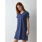 Triumph 1100000002199 "Nightdresses NDK 08 X", Damen, Gr. 42, N-Gr, blau (blau, schwarz combination), Jersey, Obermaterial: 100% Baumwolle, Kleider 1100000002199, weich und atmungsaktiv