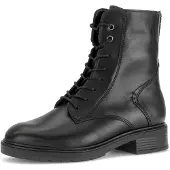 Gabor 8010 Stiefelette schwarz, Echtleder, 2cm Absatz, 17cm Schafthöhe, Weite H, Schnürung & Reißverschluss, Wechselfußbett