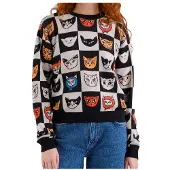 DEDICATED - Women's Sweater Arendal Cat Bingo - Pullover Gr M grau