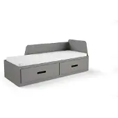 Masseno Kinderbett MILANA 80X200 cm mit Schublade, Rausfallschutz, Einzelbett für Mädchen und Jungs,Anthrazit