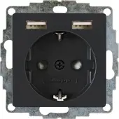 Kopp 296215003 HK07 - Unterputz-Schutzkontakt-Steckdose mit 2 USB-Ladebuchsen, Farbe: anthrazit