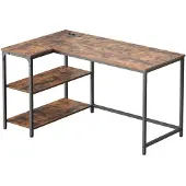 BellaFurn Schreibtisch mit Stauraum, L-förmiger Schreibtisch, verstellbares Regal | Braun | 120x80x76 cm