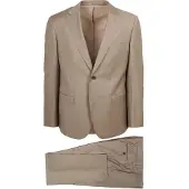 Suitable Anzug Sharkskin Wolle Sand