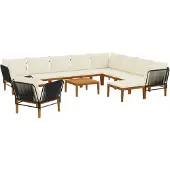 vidaXL 12 stk. Massives Akazienholz & Seil Natur
