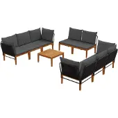 vidaXL 9 stk. Massives Akazienholz & Seil Natur