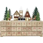 Sonstiges Adventskalender zum Befüllen Holz mit LED und 24 Schubladen 37,5x8x27cm