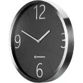 Bresser Funkwanduhr 25 cm geräuschlos mit DCF Uhrzeiteinstellung Aluminiumrahmen anthrazit