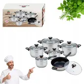 KINGHOFF Edelstahl Topfset Induktion Gas 12-teilig mit Deckeln