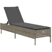 vidaXL 3-tlg. Sonnenliegen-Set mit Auflage Grau Poly Rattan