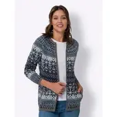 Sieh an! Jacquard-Strickjacke in marine-bleu-gemustert | Gr.: 54