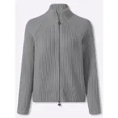 HEINE Strickjacke "Strickjacke Cardigan", Damen, Gr. 48, grau (steingrau, meliert), Rippware, , Sportlich, Strickjacken Strickjacke