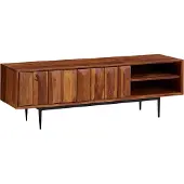 Wohnling Lowboard Sheesham Massivholz 123x42x35 cm TV-Kommode mit zwei Türen TV-Schrank Hoch Fernsehtisch Fernsehschrank Modern Fernsehkommode