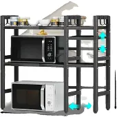 OEM Mikrowellenofenregal, verstellbare Ebenen, robuste Stahlkonstruktion, 3-Tier-Schwarz