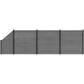 vidaXL zaunset 619 x 186 cm WPC und Aluminium Grau