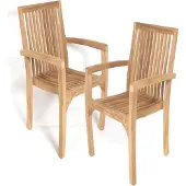 Lestix International Teak Stapelstuhl Como (2 Stück) Lehne: 110cm