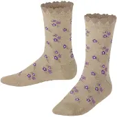 Falke Ditsy Flowers Kinder Socken, 19-22, Beige, Blumen, Baumwolle