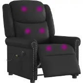 Syfax Relaxsessel Massage Elektrisch Glänzend Schwarz Kunstleder
