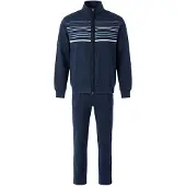 Hajo Sweater "Trainingsanzug Homewear Set Premium Komfort", Herren, Gr. XL, blau (dunkelblau), Obermaterial: 60% Baumwolle CO. 40% Polyester PES., Sweatshirts Sweater