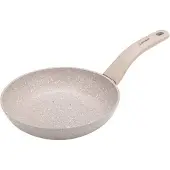 Galicja Traditionelle Bratpfanne mit Marmor-Antihaftbeschichtung GRANITA 18 cm, beige Antihaftbeschichtung, rutschfester Griff