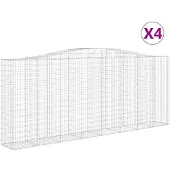 vidaXL Gabionen mit Hochbogen 4 Stk. 400x50x160/180cm Verzinktes Eisen