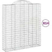 vidaXL Gabionen mit Hochbogen 14Stk. 200x50x220/240cm Verzinktes Eisen