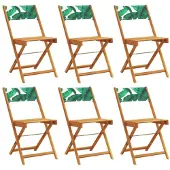 vidaXL Klappstühle, 6 Stück, grüner Stoff und Massivholz