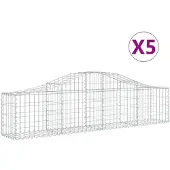 vidaXL Gabionen mit Hochbogen 5 Stk. 200x30x40/60 cm Verzinktes Eisen