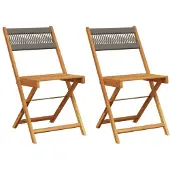vidaXL Klappstühle, 2 Stück, graues Massivholz Akazie und Seil