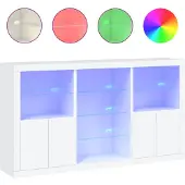 vidaXL Sideboard mit LED-Leuchten Weiß 181,5x37x100 cm