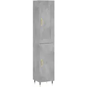 vidaXL Highboard Betongrau 34,5x34x180 cm Holzwerkstoff