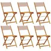 vidaXL Klappstühle, 6-teilig, taupefarbener Stoff und Massivholz