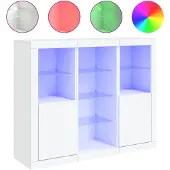 vidaXL Sideboards mit LED-Leuchten 3 Stk. Weiß Holzwerkstoff