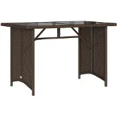 vidaXL Gartentisch mit Glasplatte Braun 110x68x70 cm Poly Rattan
