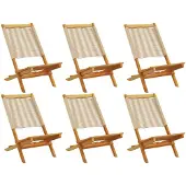 vidaXL Klappstühle, 6 Stück, beige, massives Akazienholz