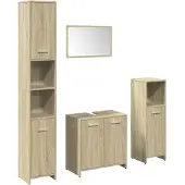 vidaXL 4-tlg. Badmöbel-Set Sonoma-Eiche Holzwerkstoff