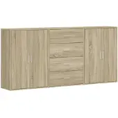 vidaXL Sideboards 3 Stk. Sonoma-Eiche 60x31x84 cm Holzwerkstoff
