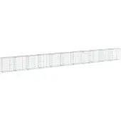 vidaXL Gabione mit Deckel 1100x50x100 cm Verzinktes Eisen