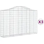 vidaXL Gabionen mit Hochbogen 3 Stk. 200x30x120/140cm Verzinktes Eisen