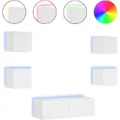 vidaXL 5-tlg. TV-Wohnwand mit LED-Leuchten Weiß