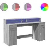 vidaXL LED-Schreibtisch Grau Sonoma 160x55x91 cm Holzwerkstoff
