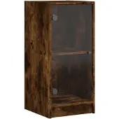 vidaXL Beistellschrank mit Glastüren Räuchereiche 35x37x75,5 cm