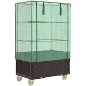 vidaXL Hochbeet mit Aufsatz und Rollen Rattan-Optik 80x50x182 cm