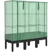 vidaXL Hochbeet mit Gewächshaus-Aufsatz Rattan-Optik 120x40x140 cm